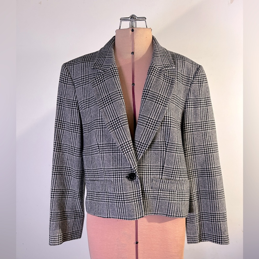 Vintage Pendleton Classic Plaid Wool Blazer Black and White Size Medium